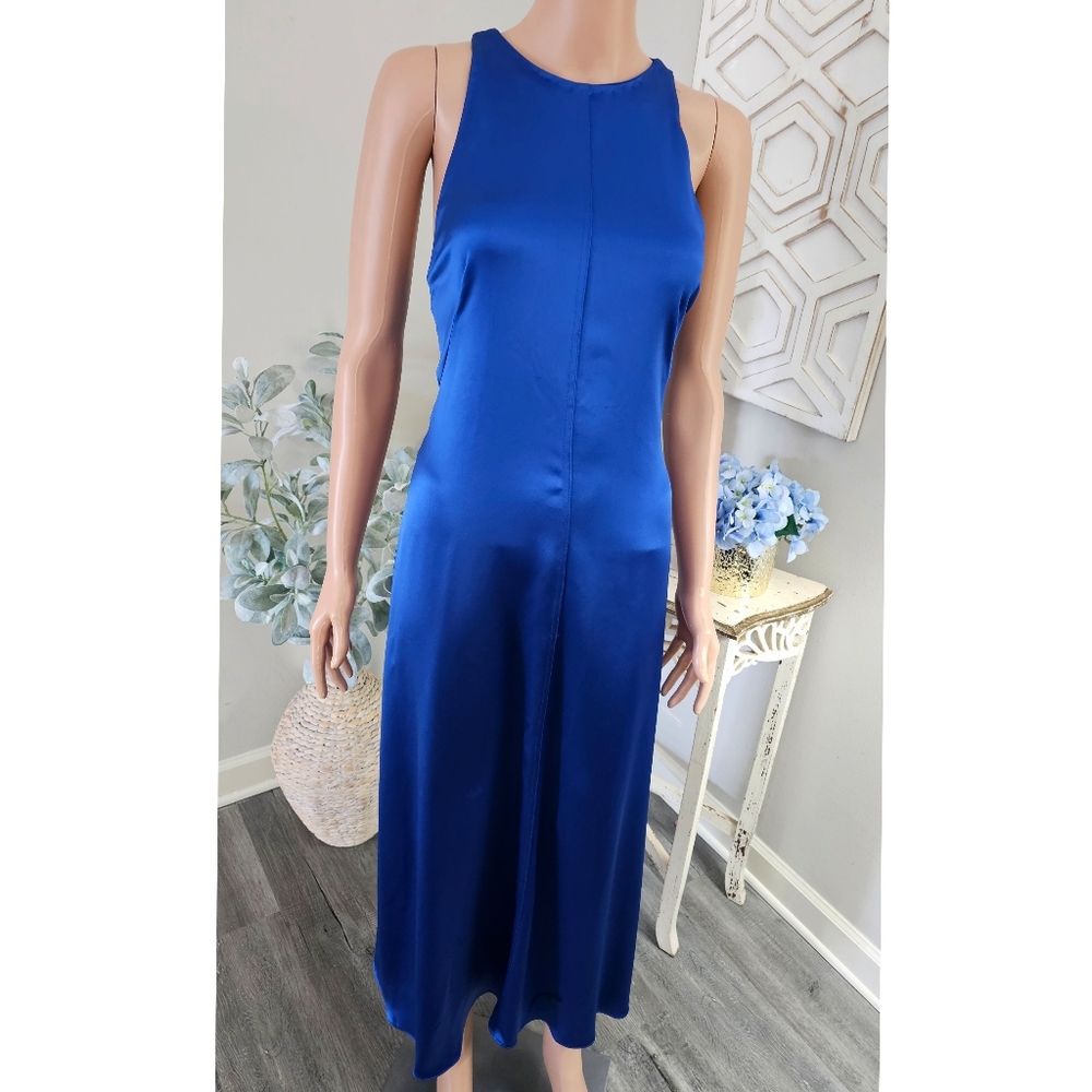 Jill Jill Stuart Cobalt Blue Open Back Sleeveless Midi Dress Size 6